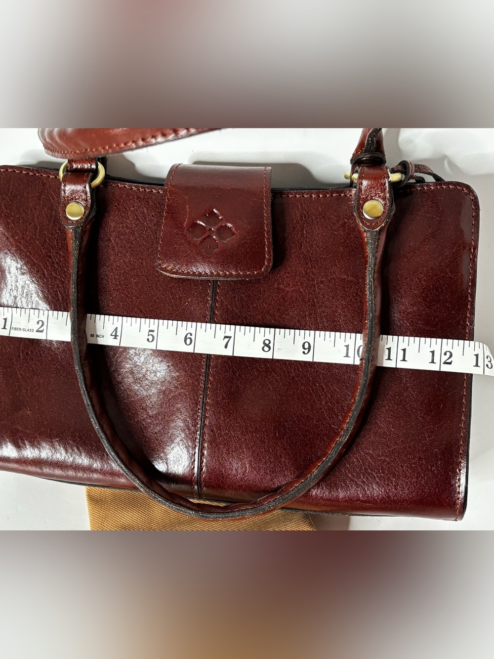 Patricia Nash Rienzo Satchel Dark Brown Leather Shoulder Bag British Tan - Picture 8 of 8